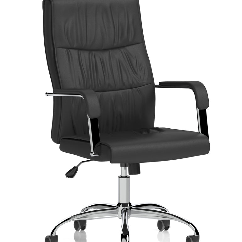 Carter High Back Black Leather Executive Office Chair with Arms