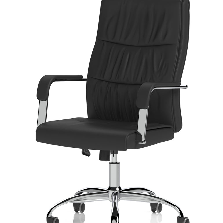 Carter High Back Black Leather Executive Office Chair with Arms