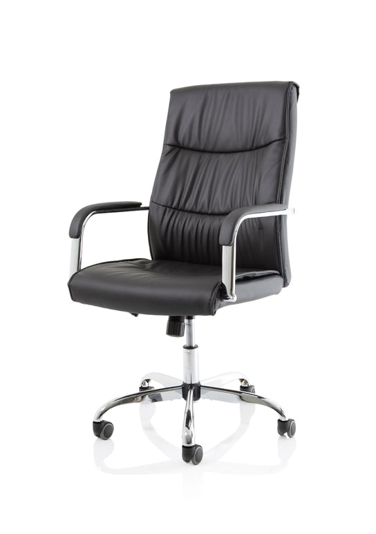 Carter High Back Black Leather Executive Office Chair with Fixed Arms