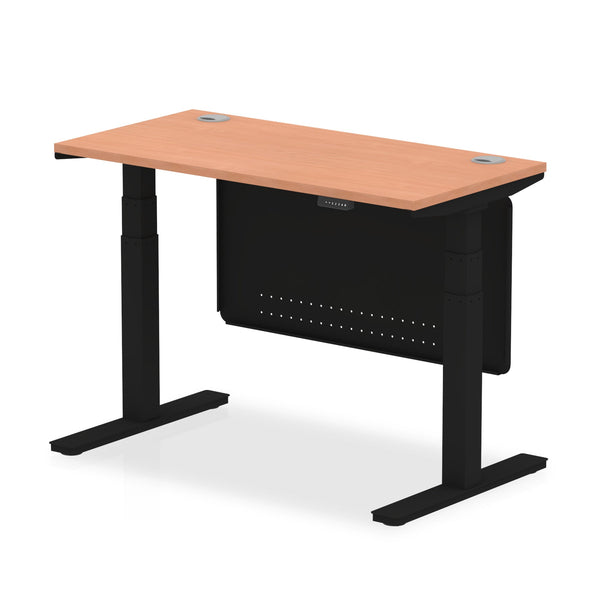 OE - Air Height Adjustable Slimline Desk with Cable Ports with Steel Modesty Panel