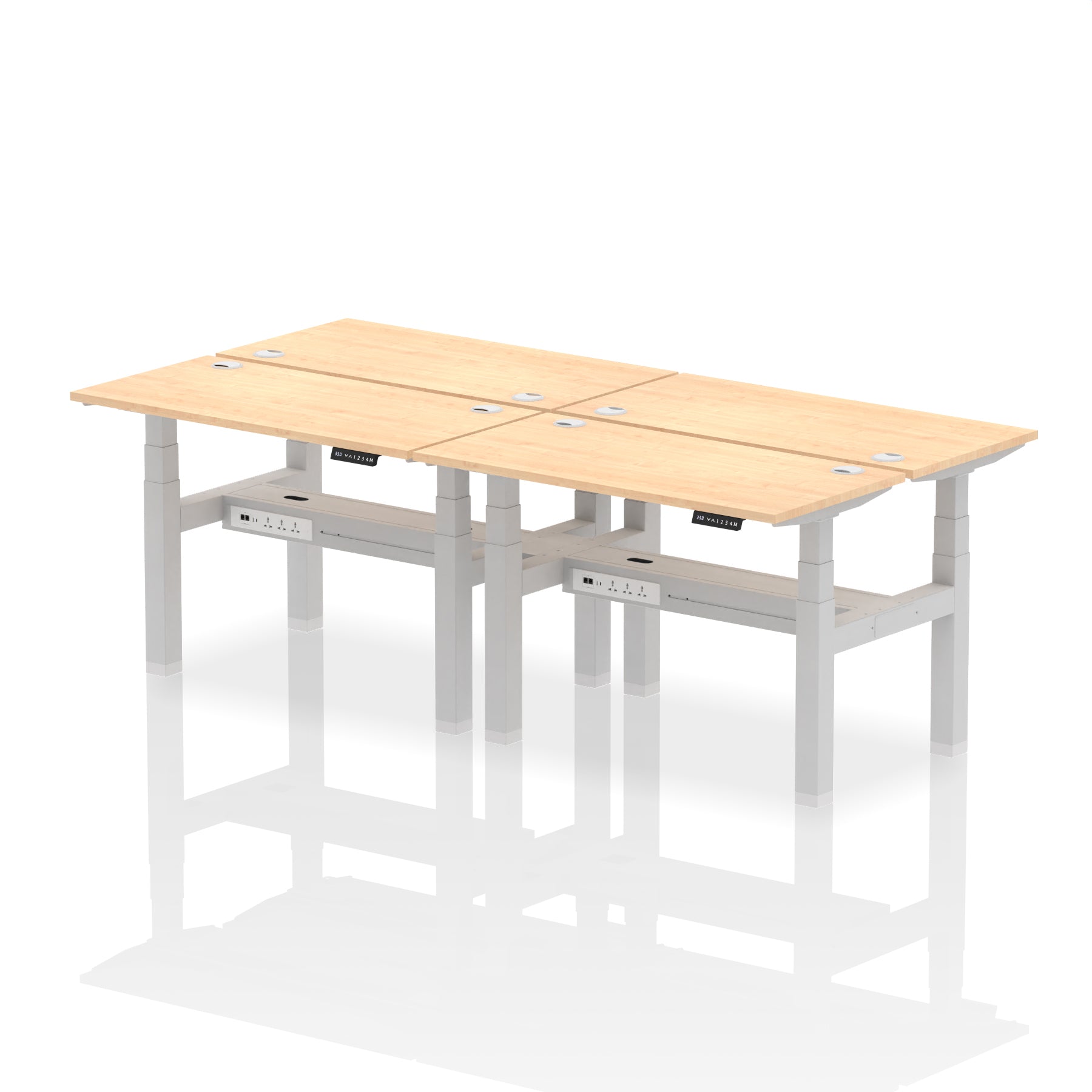 Air Back-to-Back Slimline Height Adjustable Bench Desk - 4 Person