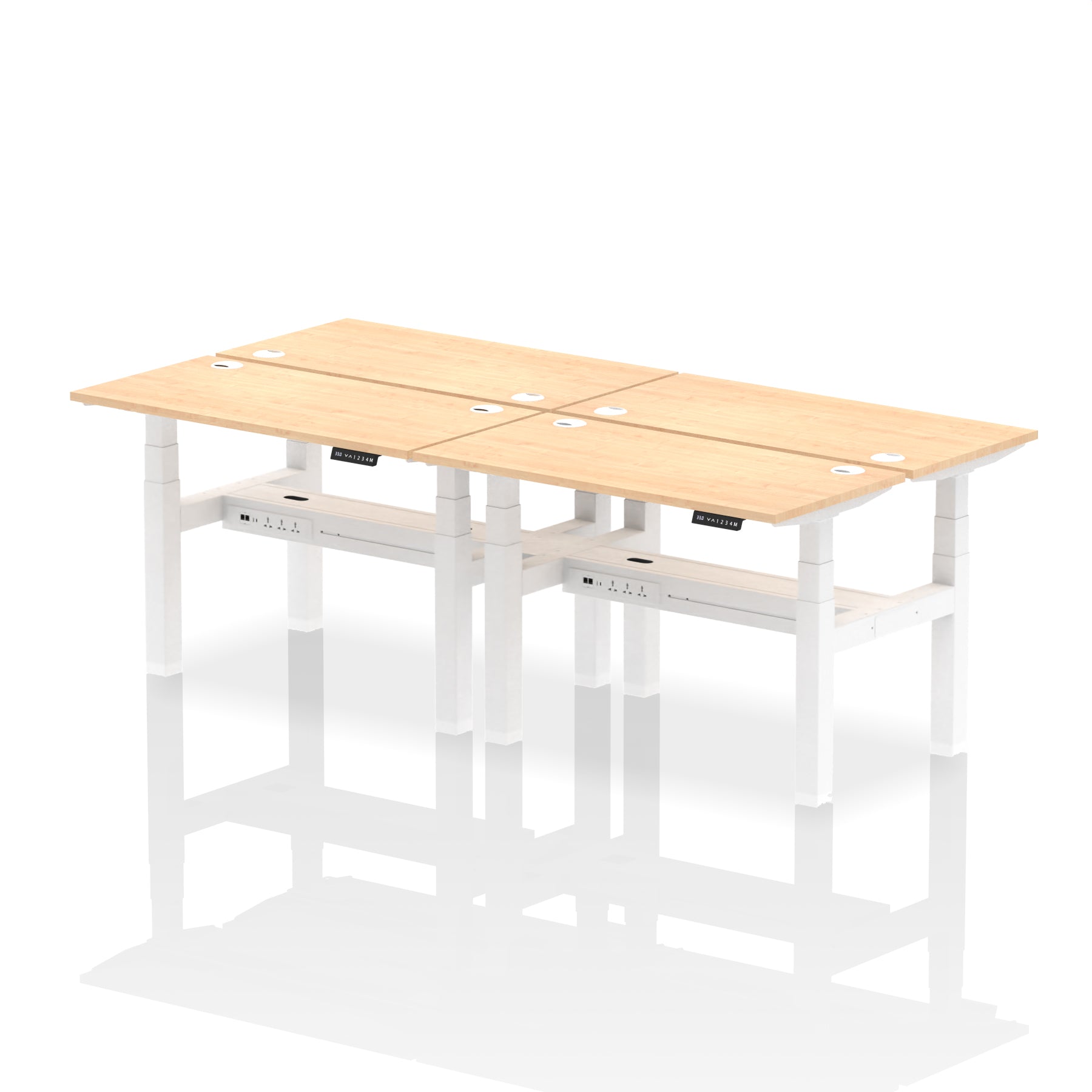 Air Back-to-Back Slimline Height Adjustable Bench Desk - 4 Person