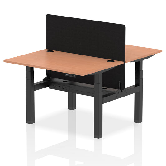 Air Back-to-Back Height Adjustable Bench Desk - 2 Person with Charcoal Straight Screen
