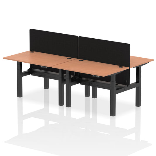 Air Back-to-Back Height Adjustable Bench Desk - 4 Person with Charcoal Straight Screen