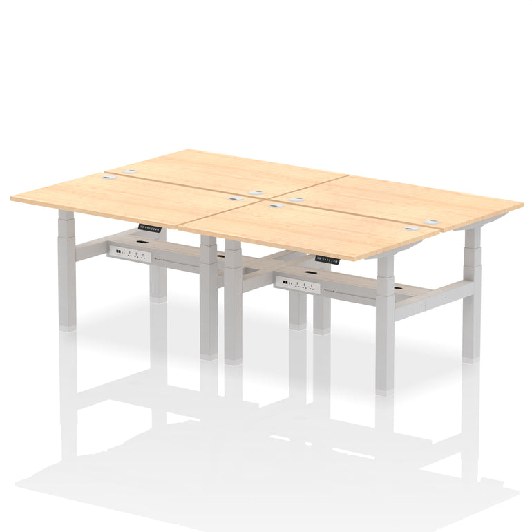 Air Back-to-Back Height Adjustable Bench Desk - 4 Person