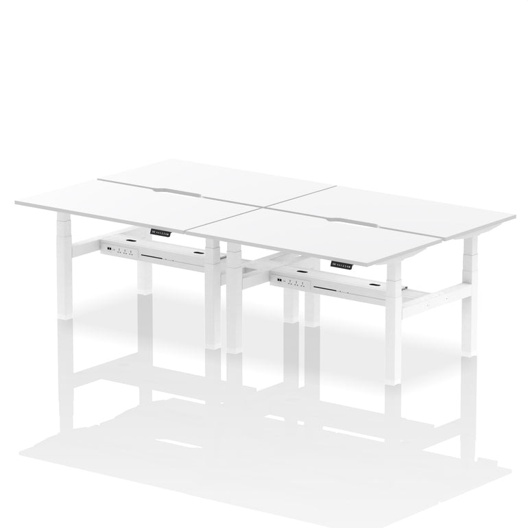 Air Back-to-Back Scalloped Edge Height Adjustable Bench Desk - 4 Person