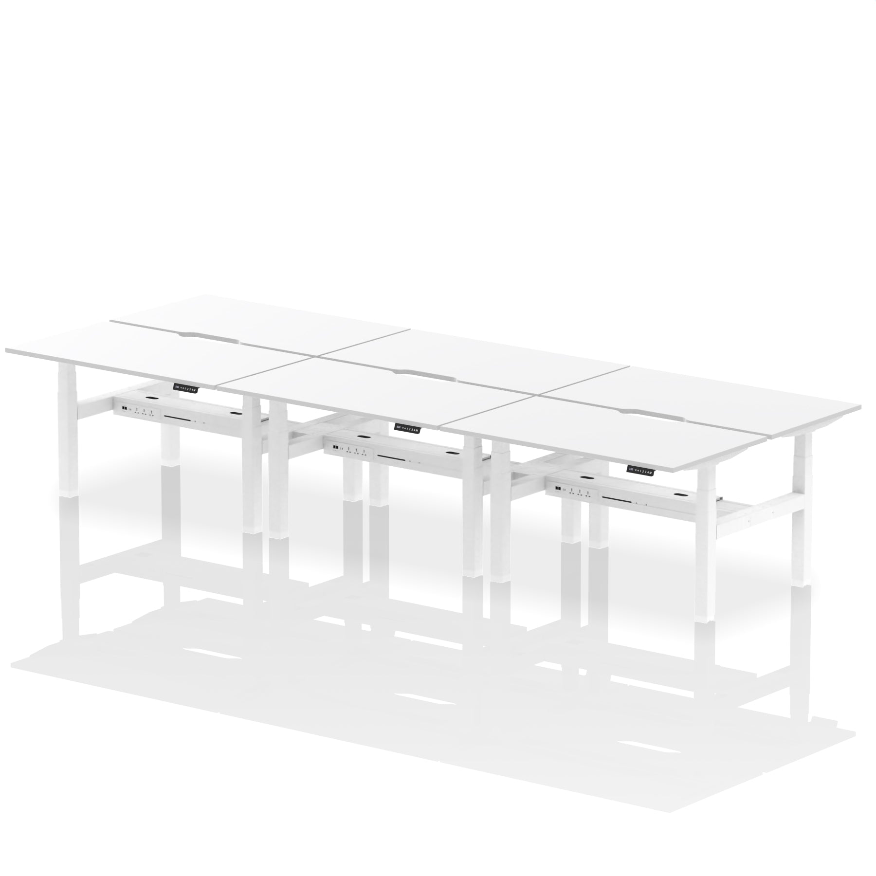 Air Back-to-Back Scalloped Edge Height Adjustable Bench Desk - 6 Person
