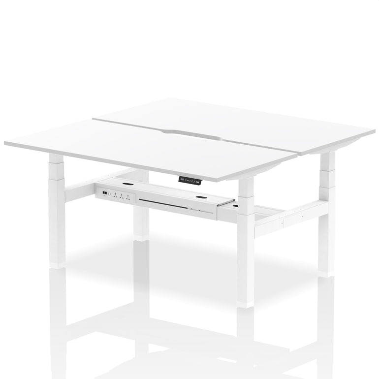 Air Back-to-Back Scalloped Edge Height Adjustable Bench Desk - 2 Person