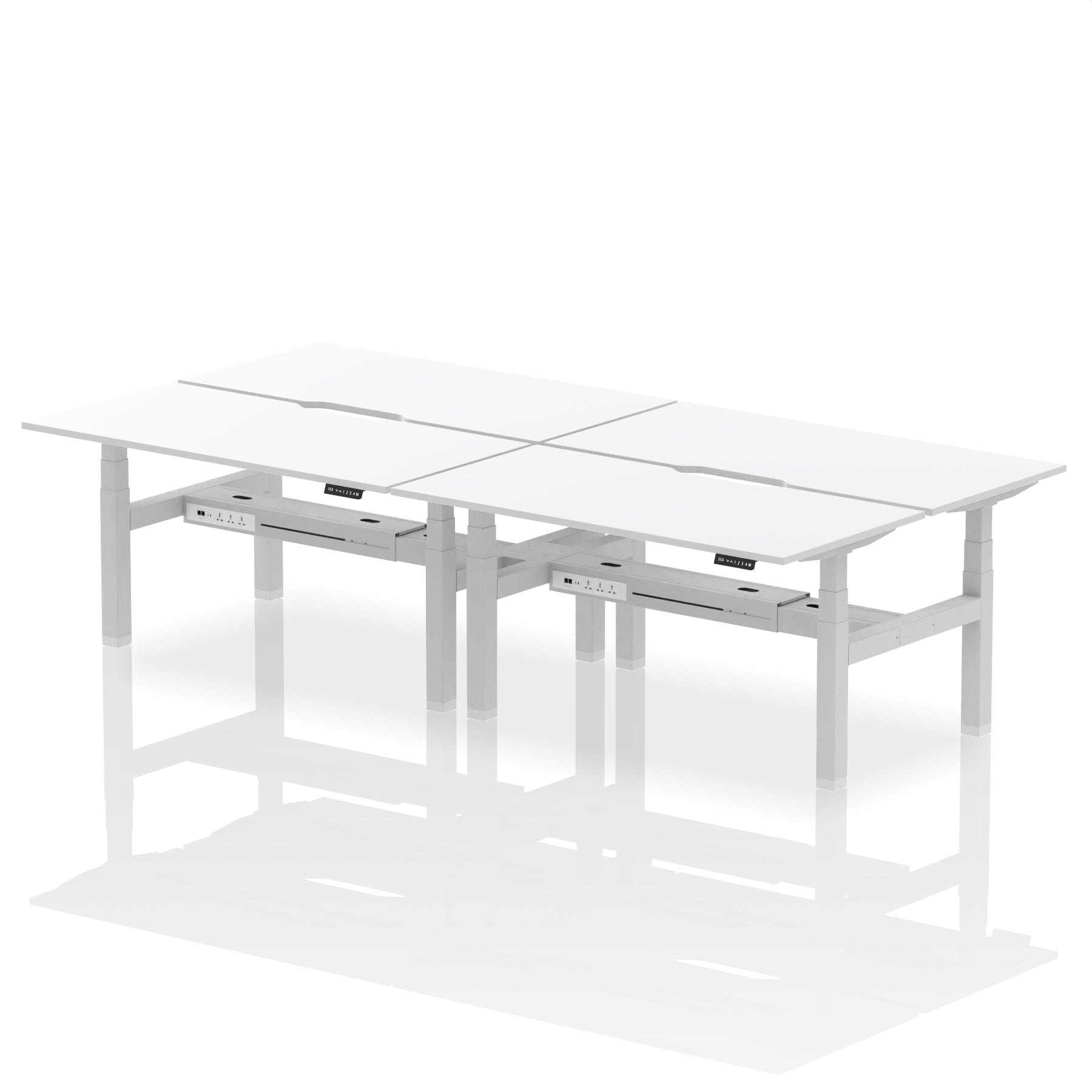 Air Back-to-Back Scalloped Edge Height Adjustable Bench Desk - 4 Person