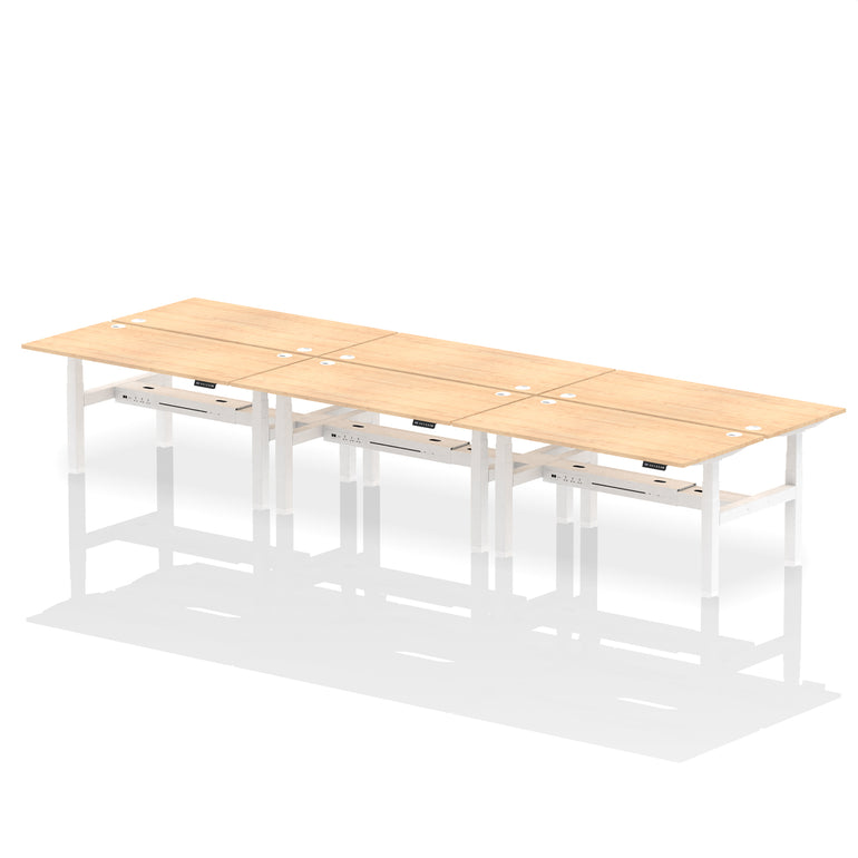 Air Back-to-Back Height Adjustable Bench Desk - 6 Person