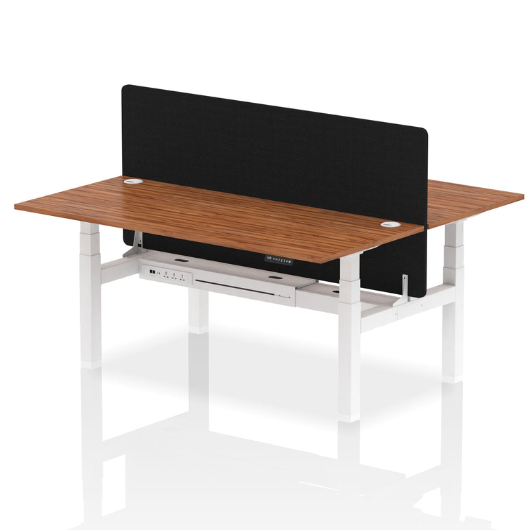 Air Back-to-Back Height Adjustable Bench Desk - 2 Person with Black Straight Screen