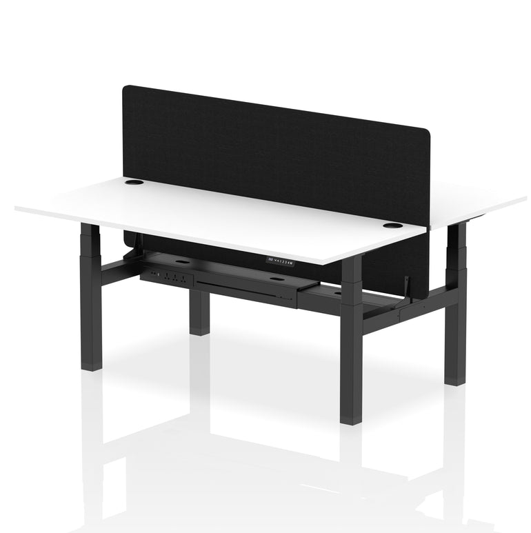 Air Back-to-Back Height Adjustable Bench Desk - 2 Person with Black Straight Screen