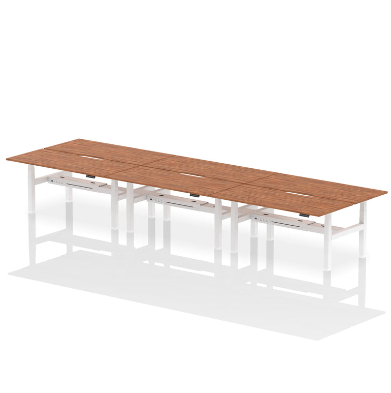 Air Back-to-Back Scalloped Edge Height Adjustable Bench Desk - 6 Person