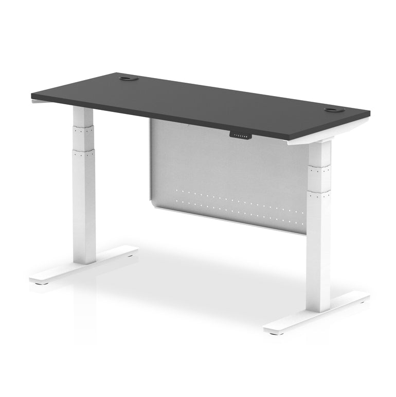 Air Height Adjustable Slimline Desk With Cable Ports With Steel Modesty Panel