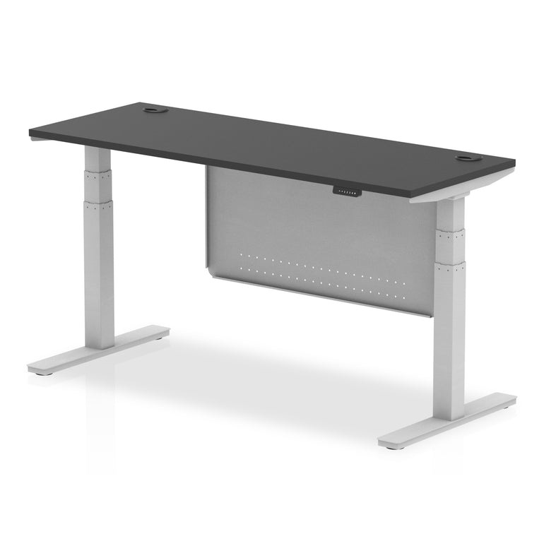 Air Height Adjustable Slimline Desk With Cable Ports With Steel Modesty Panel