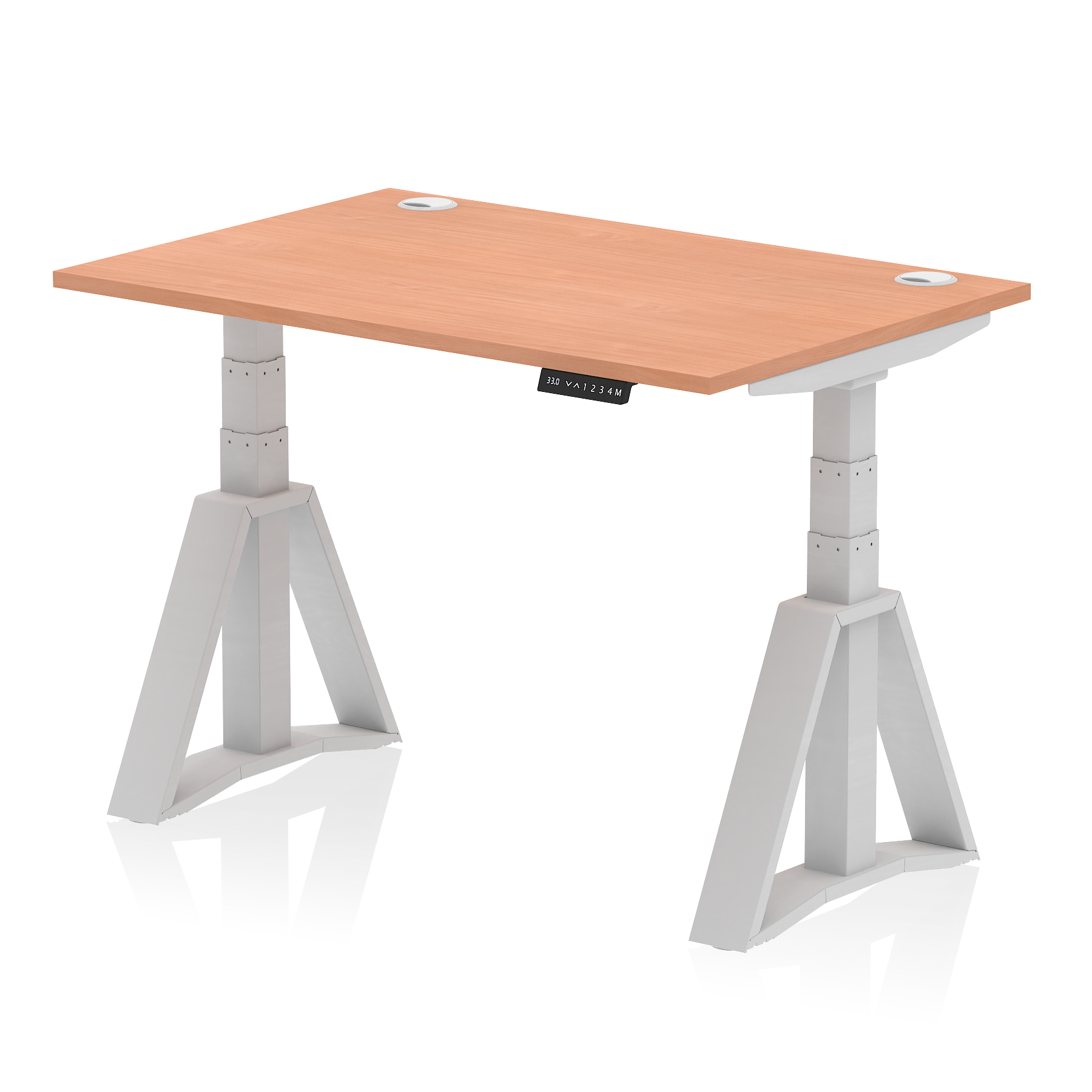 Air Height Adjustable Desk With Cable Ports With Piste Foot