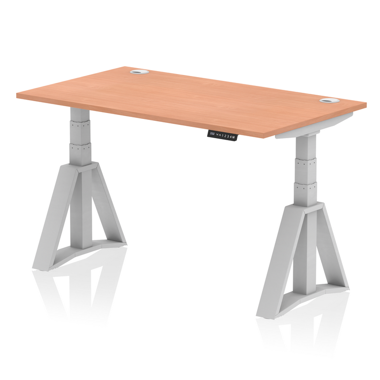 Air Height Adjustable Desk With Cable Ports With Piste Foot