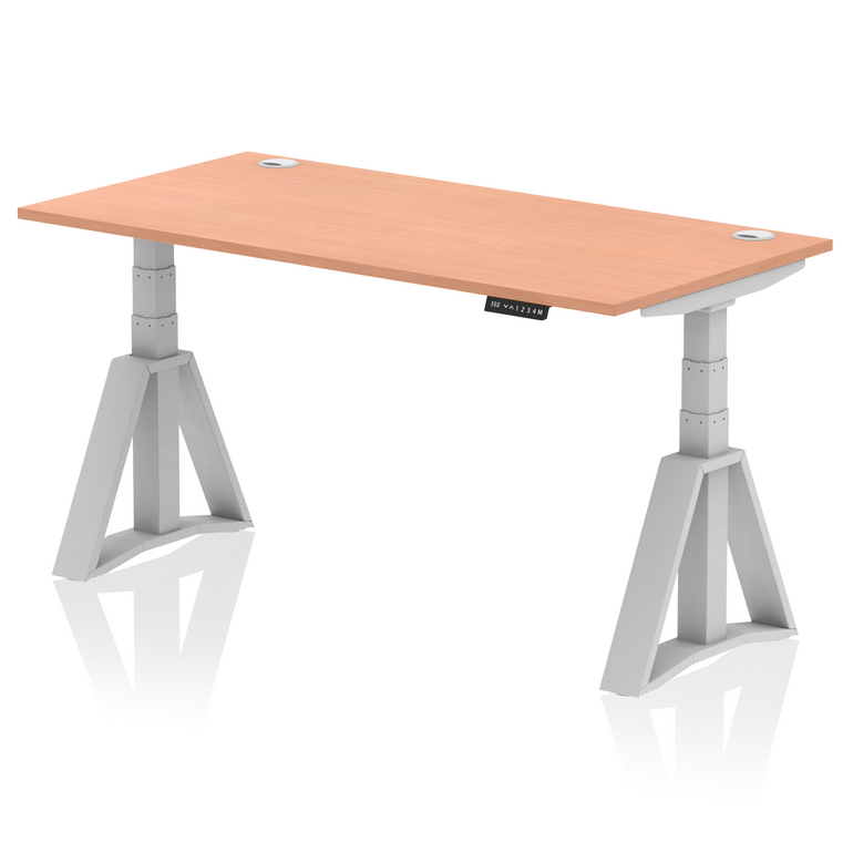 Air Height Adjustable Desk With Cable Ports With Piste Foot