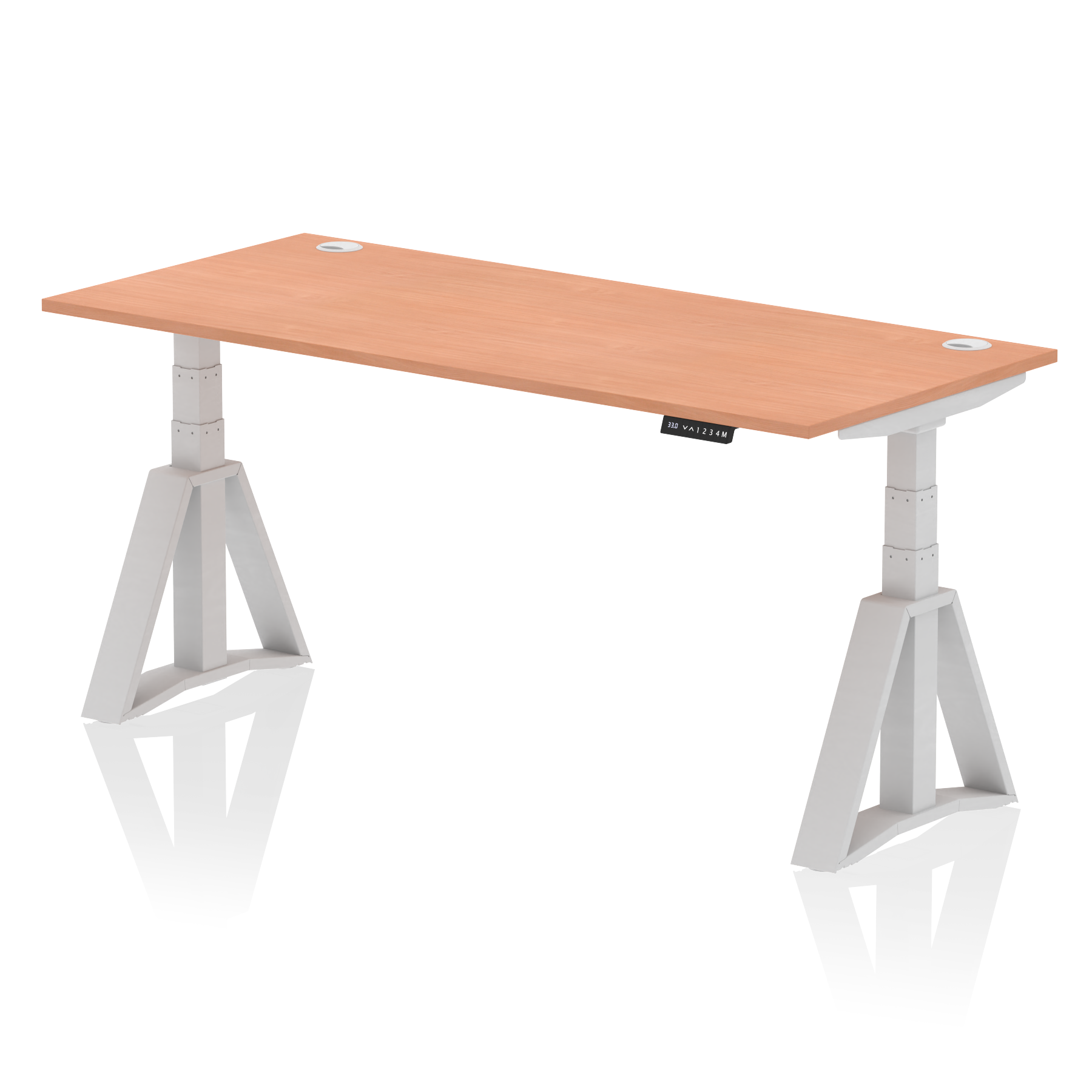 Air Height Adjustable Desk With Cable Ports With Piste Foot