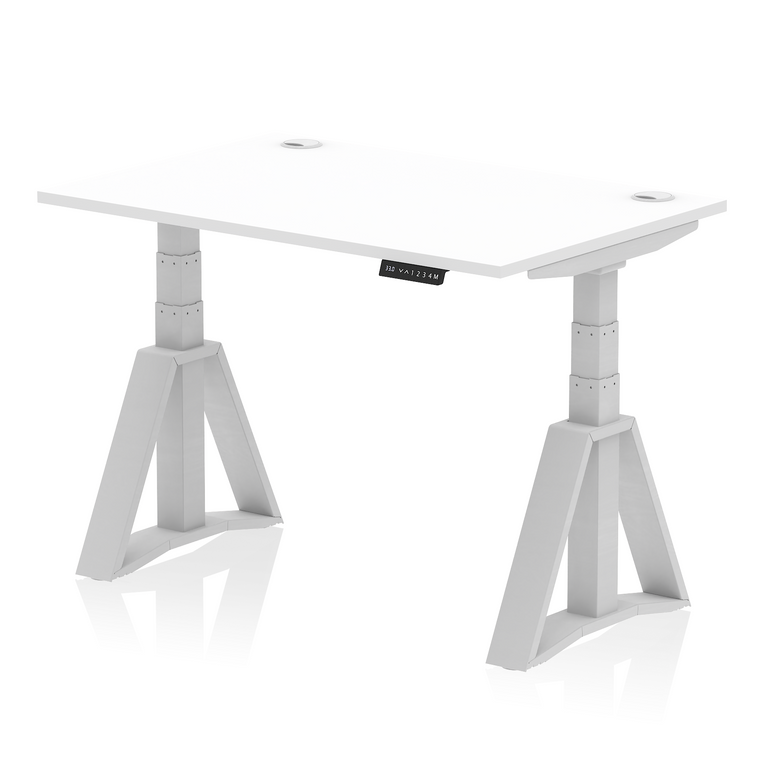 Air Height Adjustable Desk With Cable Ports With Piste Foot