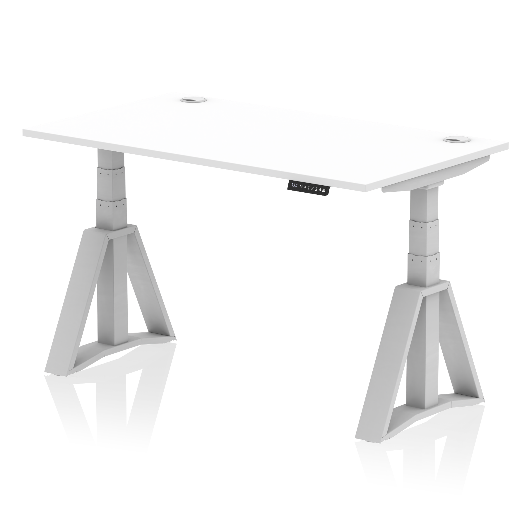 Air Height Adjustable Desk With Cable Ports With Piste Foot