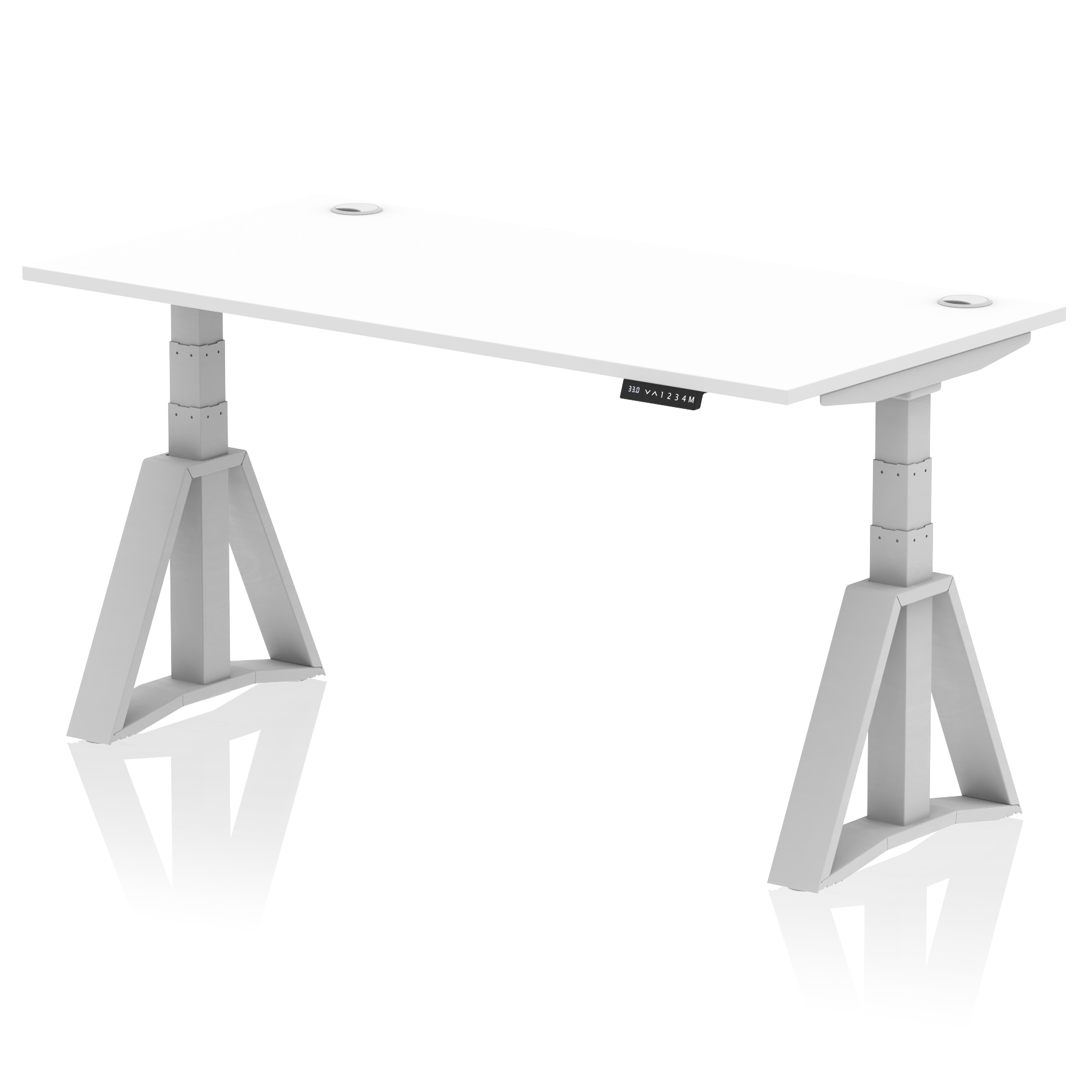 Air Height Adjustable Desk With Cable Ports With Piste Foot