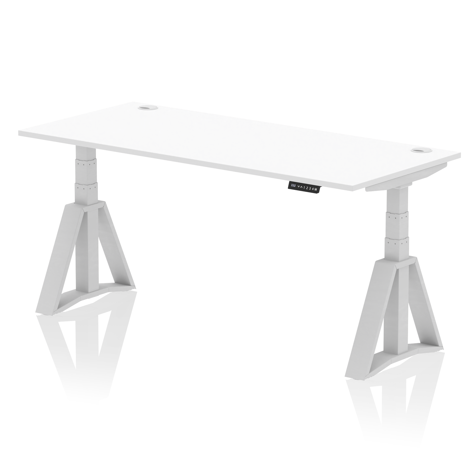 Air Height Adjustable Desk With Cable Ports With Piste Foot