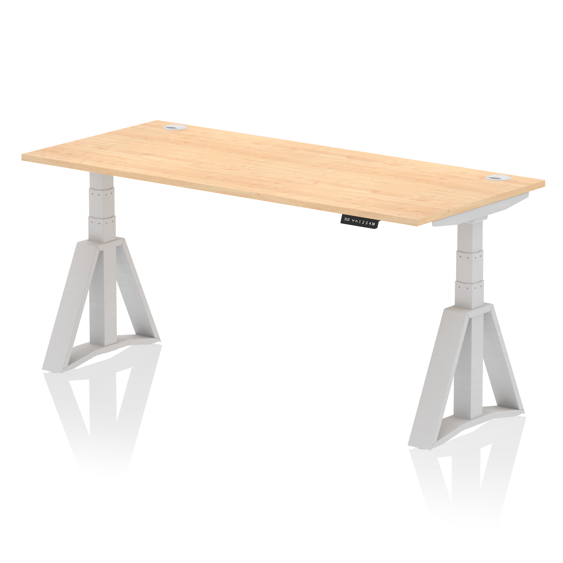 Air Height Adjustable Desk With Cable Ports With Piste Foot