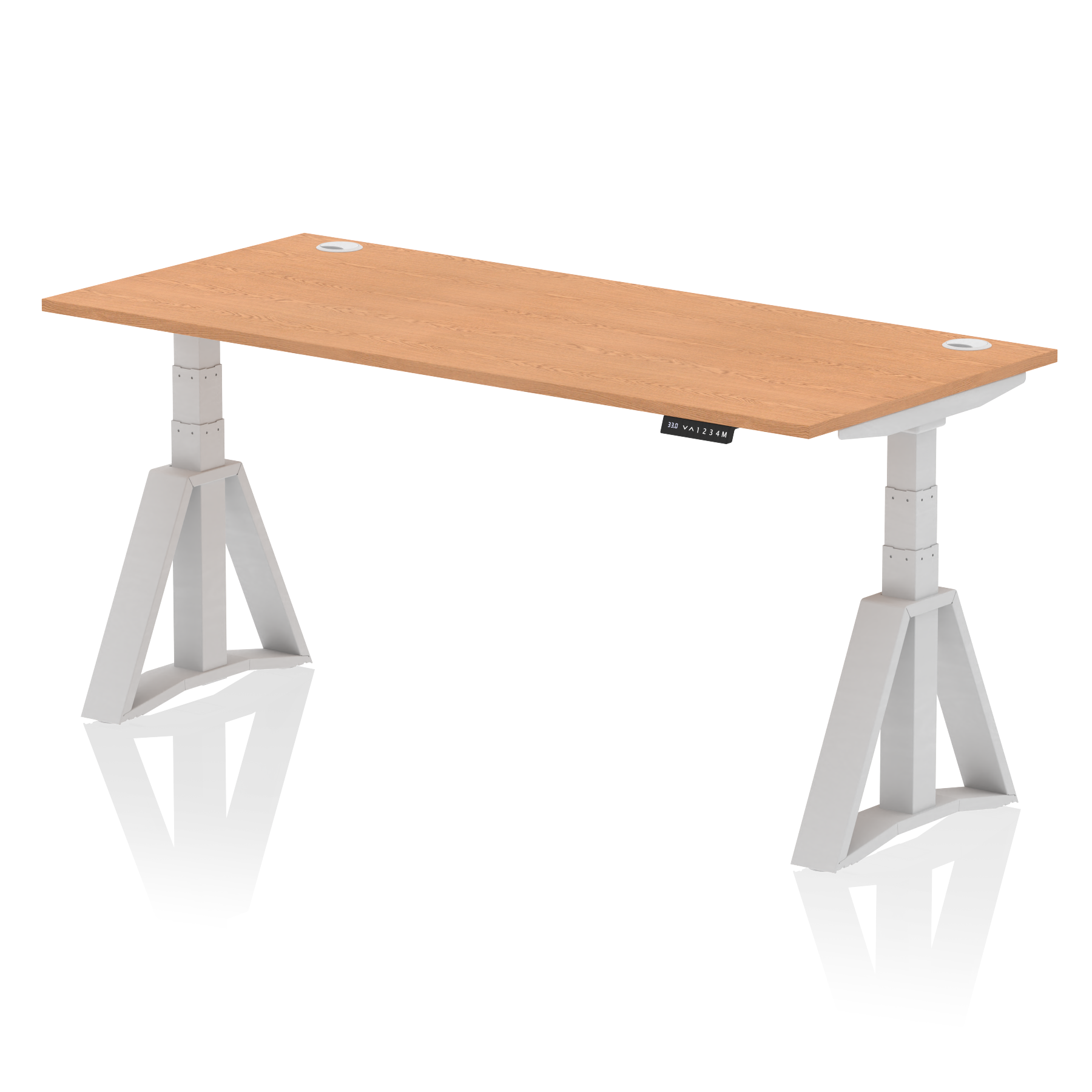 Air Height Adjustable Desk With Cable Ports With Piste Foot