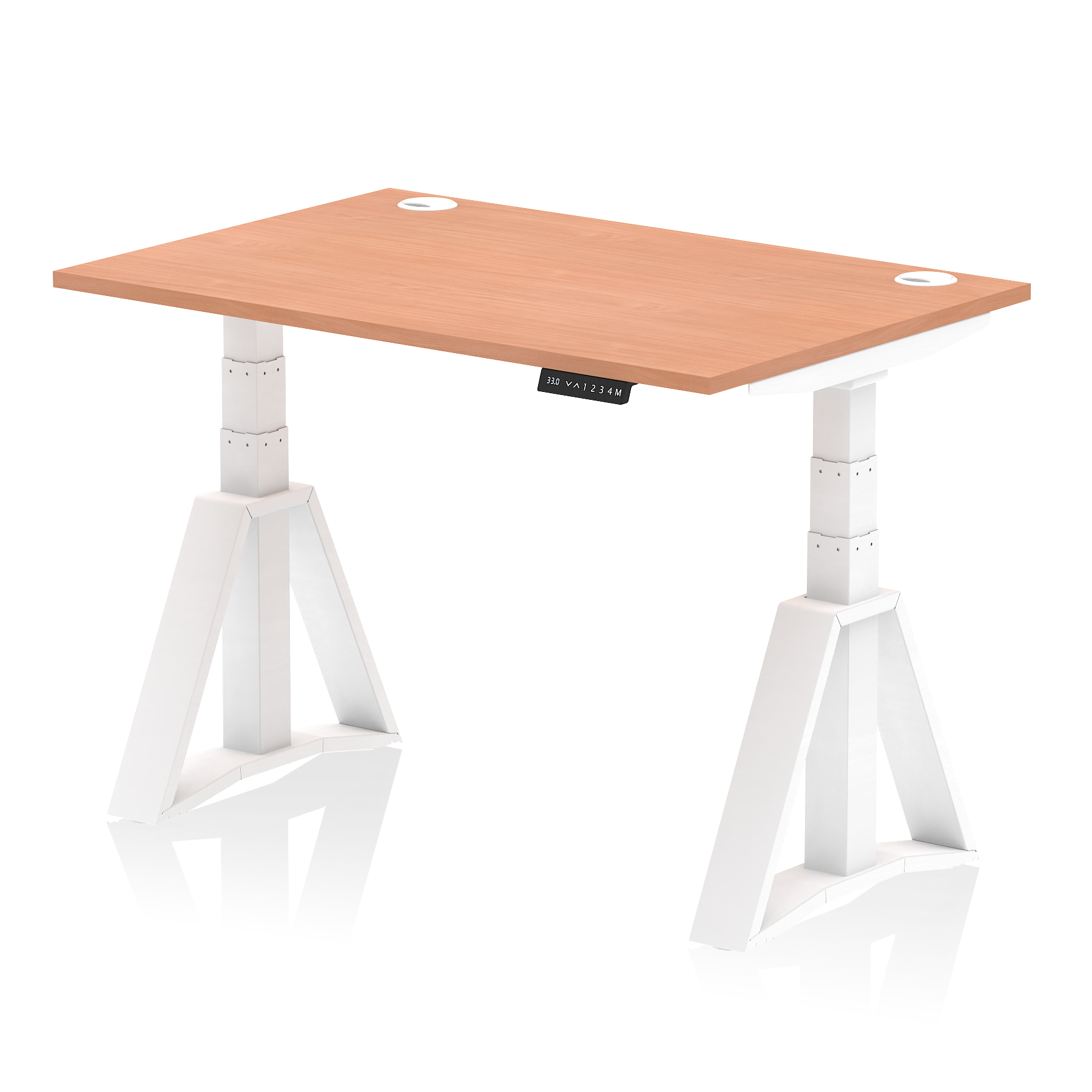 Air Height Adjustable Desk With Cable Ports With Piste Foot