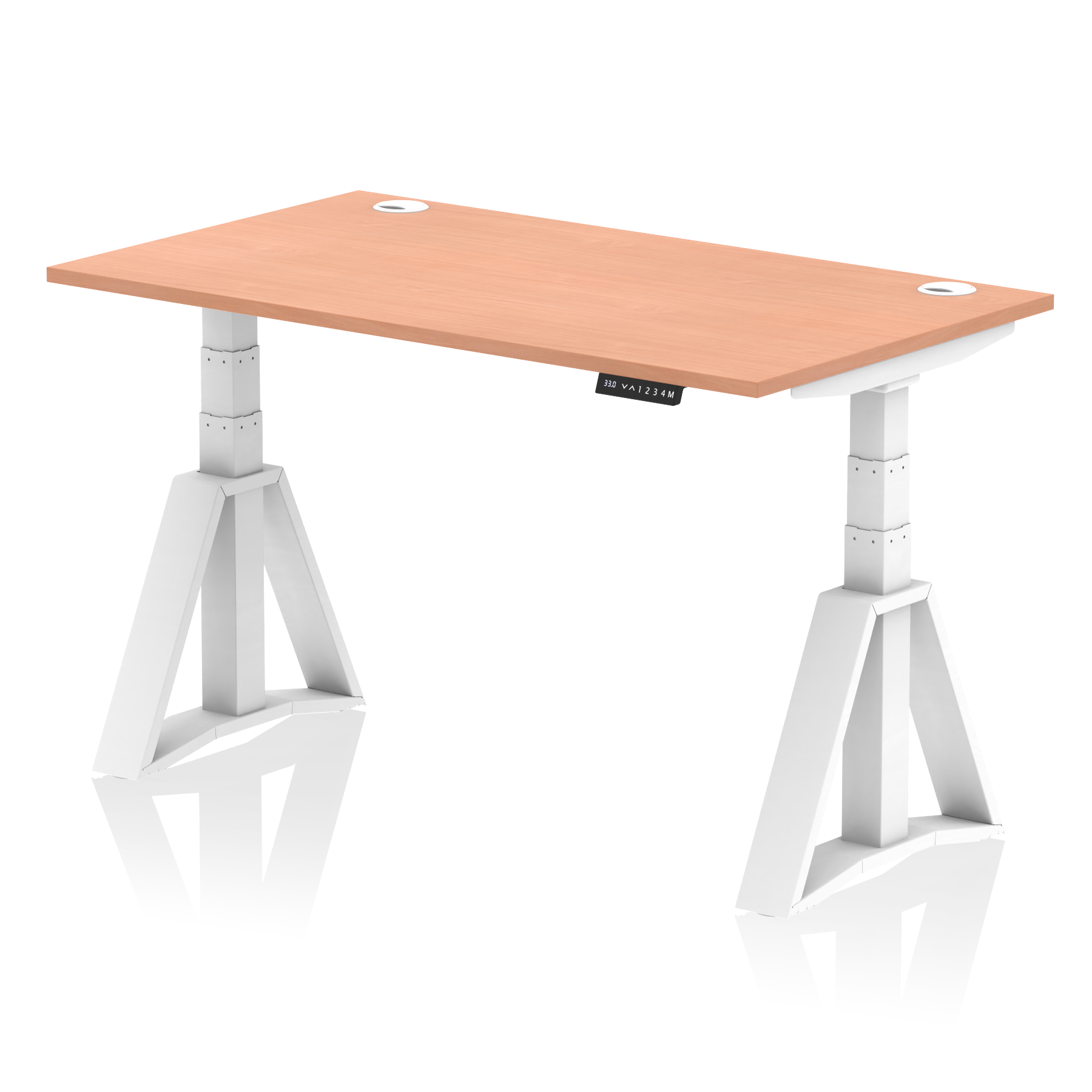 Air Height Adjustable Desk With Cable Ports With Piste Foot