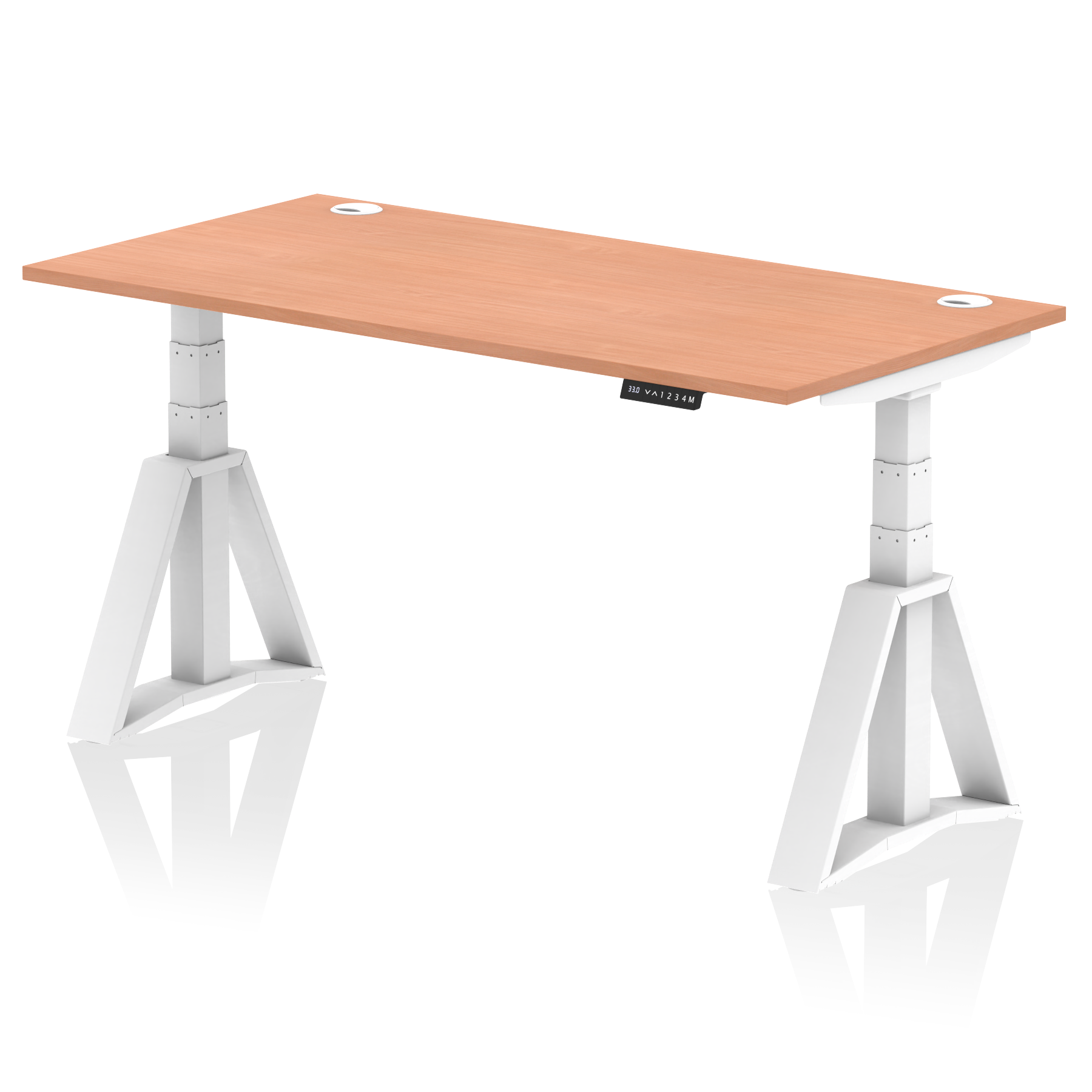 Air Height Adjustable Desk With Cable Ports With Piste Foot