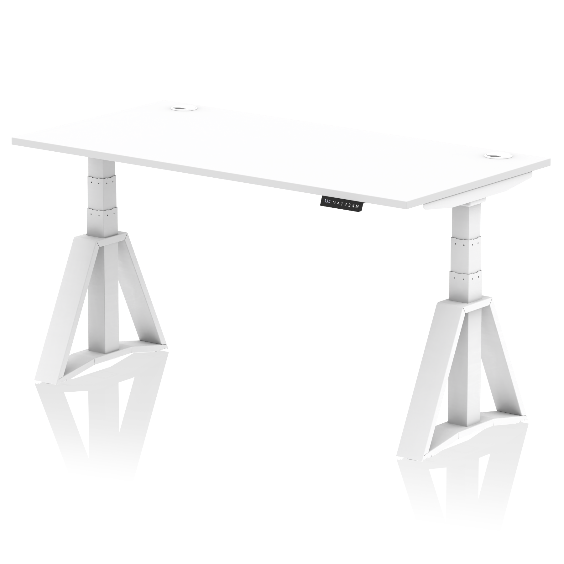 Air Height Adjustable Desk With Cable Ports With Piste Foot