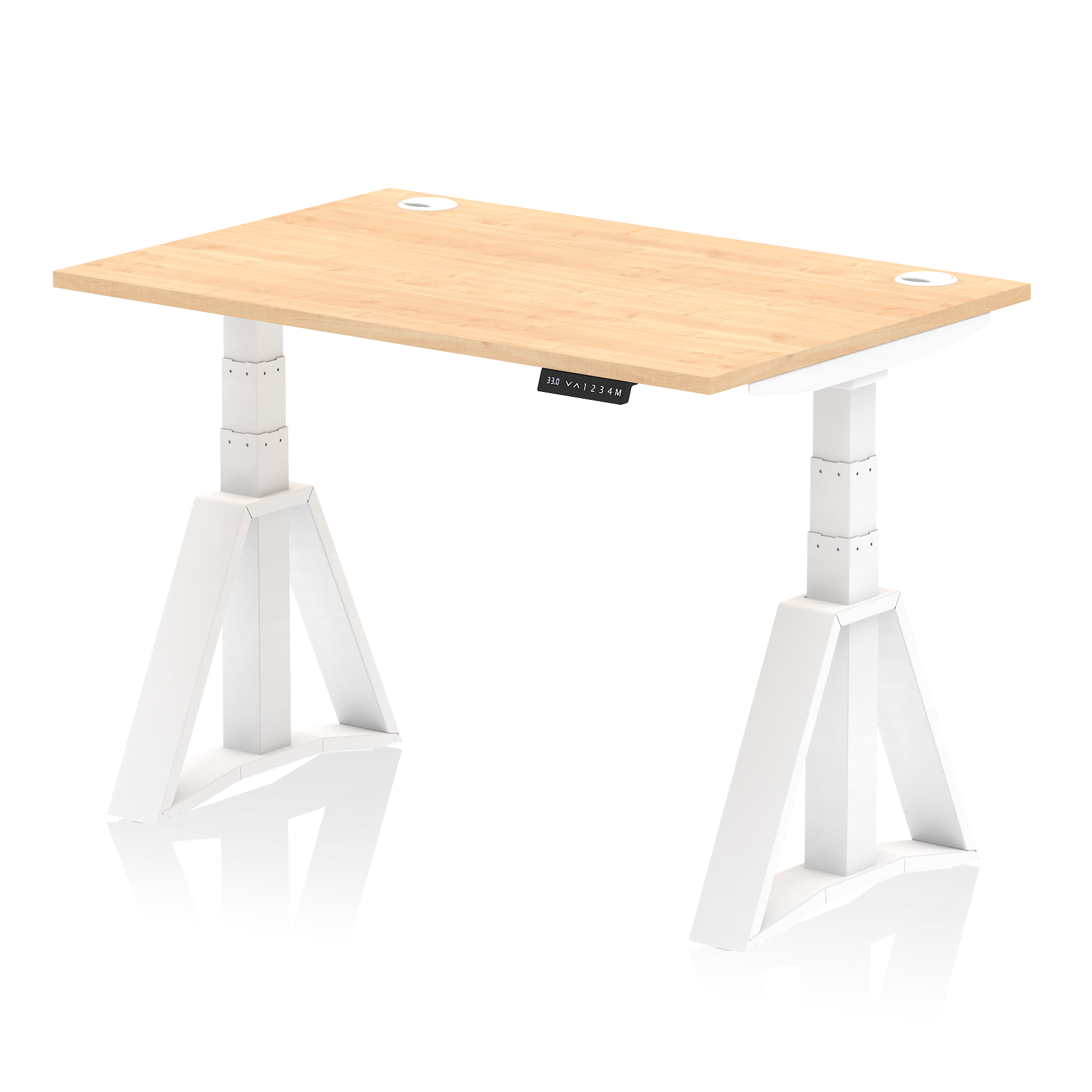 Air Height Adjustable Desk With Cable Ports With Piste Foot