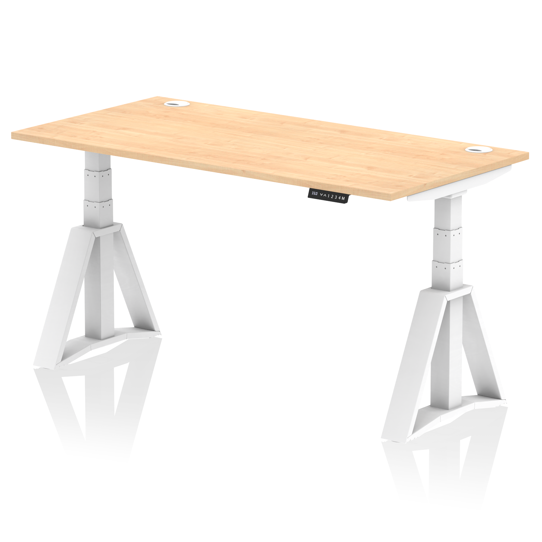 Air Height Adjustable Desk With Cable Ports With Piste Foot