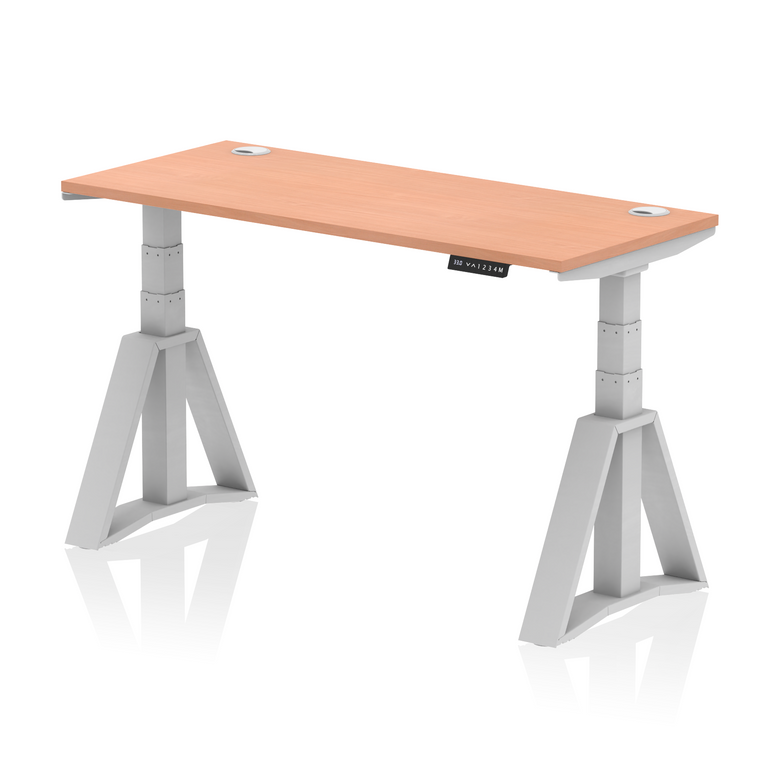 Air Height Adjustable Slimline Desk With Cable Ports With Piste Foot