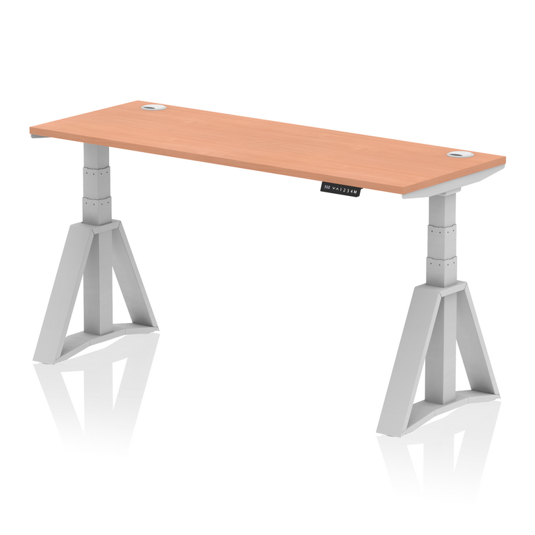 Air Height Adjustable Slimline Desk With Cable Ports With Piste Foot