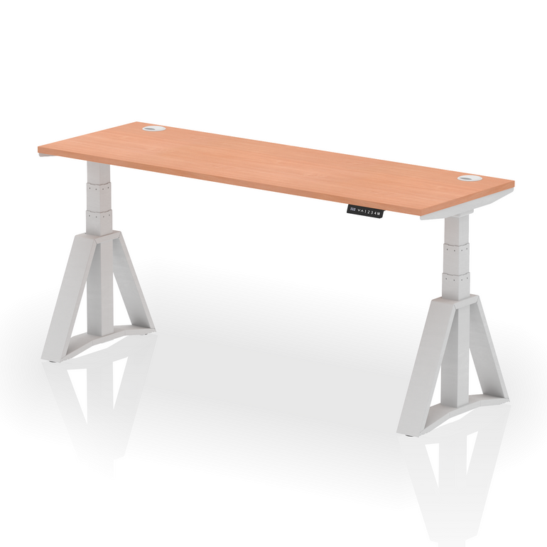 Air Height Adjustable Slimline Desk With Cable Ports With Piste Foot