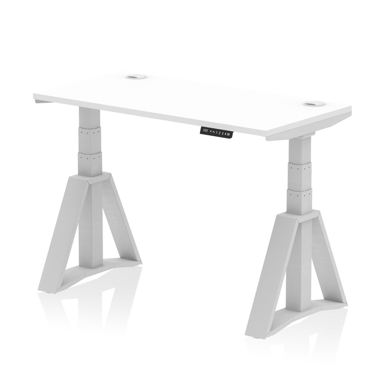 Air Height Adjustable Slimline Desk With Cable Ports With Piste Foot