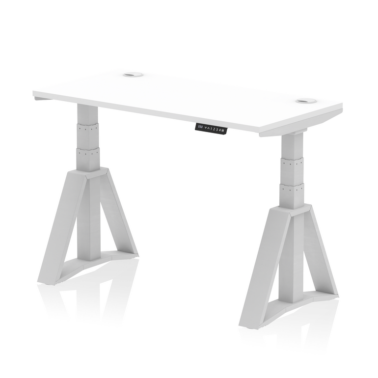 Air Height Adjustable Slimline Desk With Cable Ports With Piste Foot