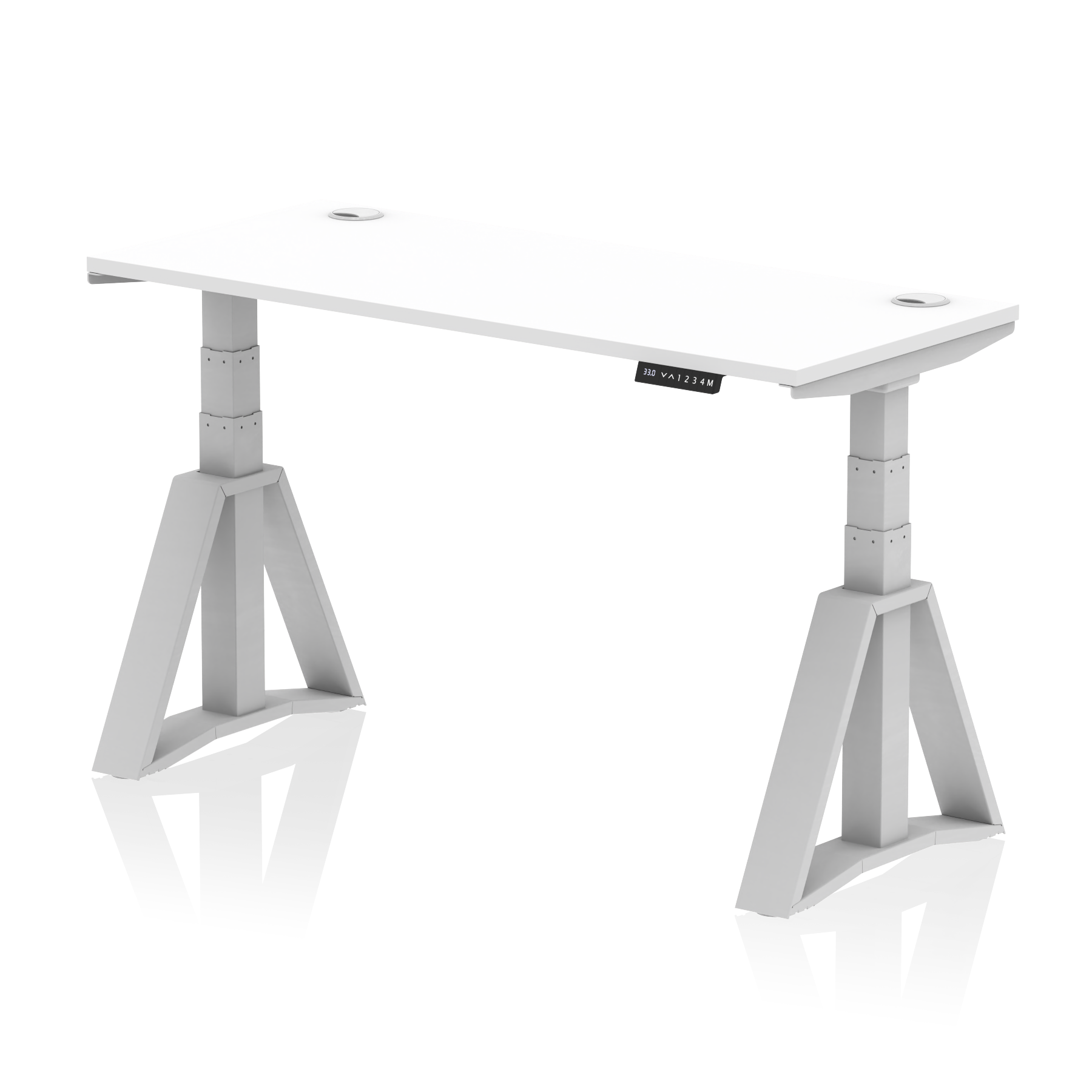 Air Height Adjustable Slimline Desk With Cable Ports With Piste Foot