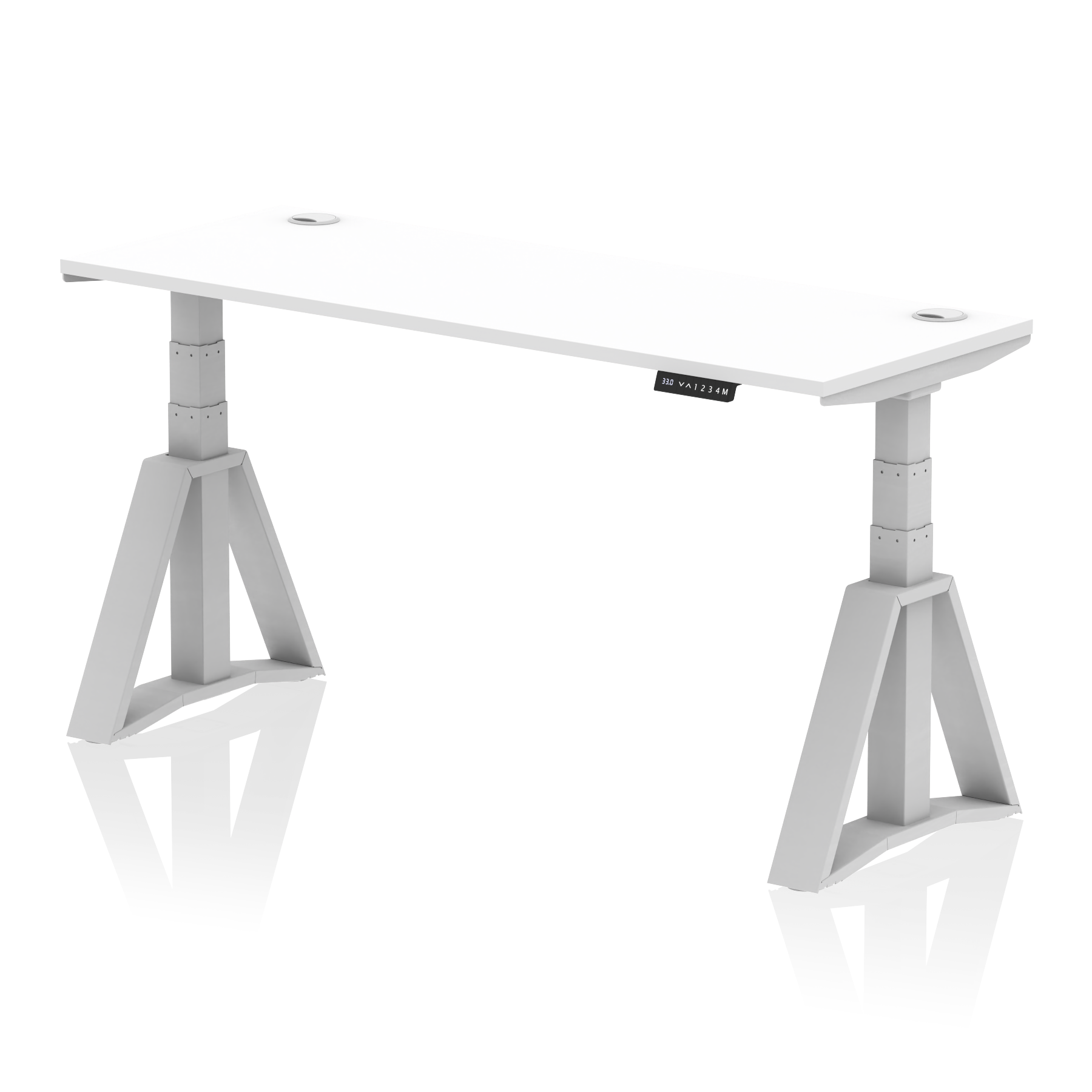 Air Height Adjustable Slimline Desk With Cable Ports With Piste Foot