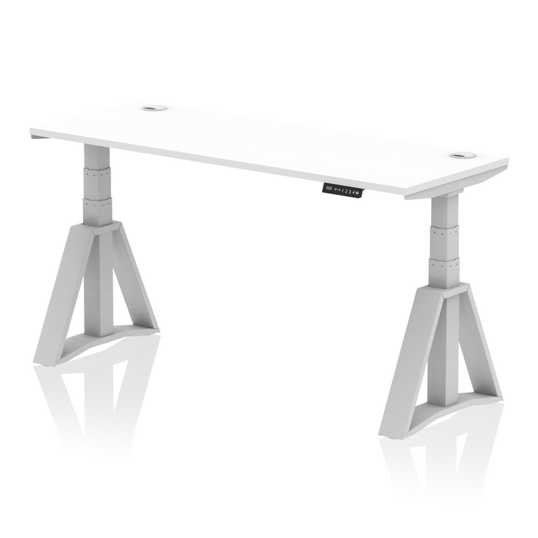 Air Height Adjustable Slimline Desk With Cable Ports With Piste Foot