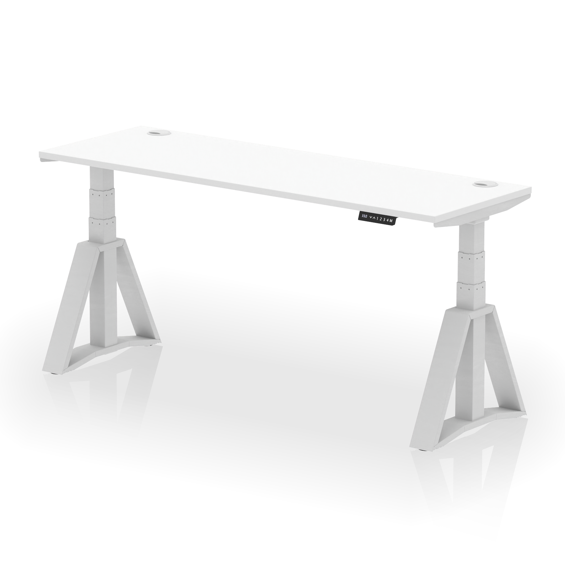 Air Height Adjustable Slimline Desk With Cable Ports With Piste Foot