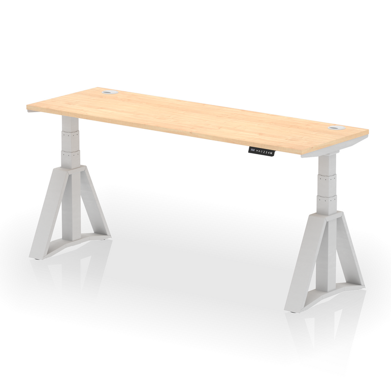 Air Height Adjustable Slimline Desk With Cable Ports With Piste Foot