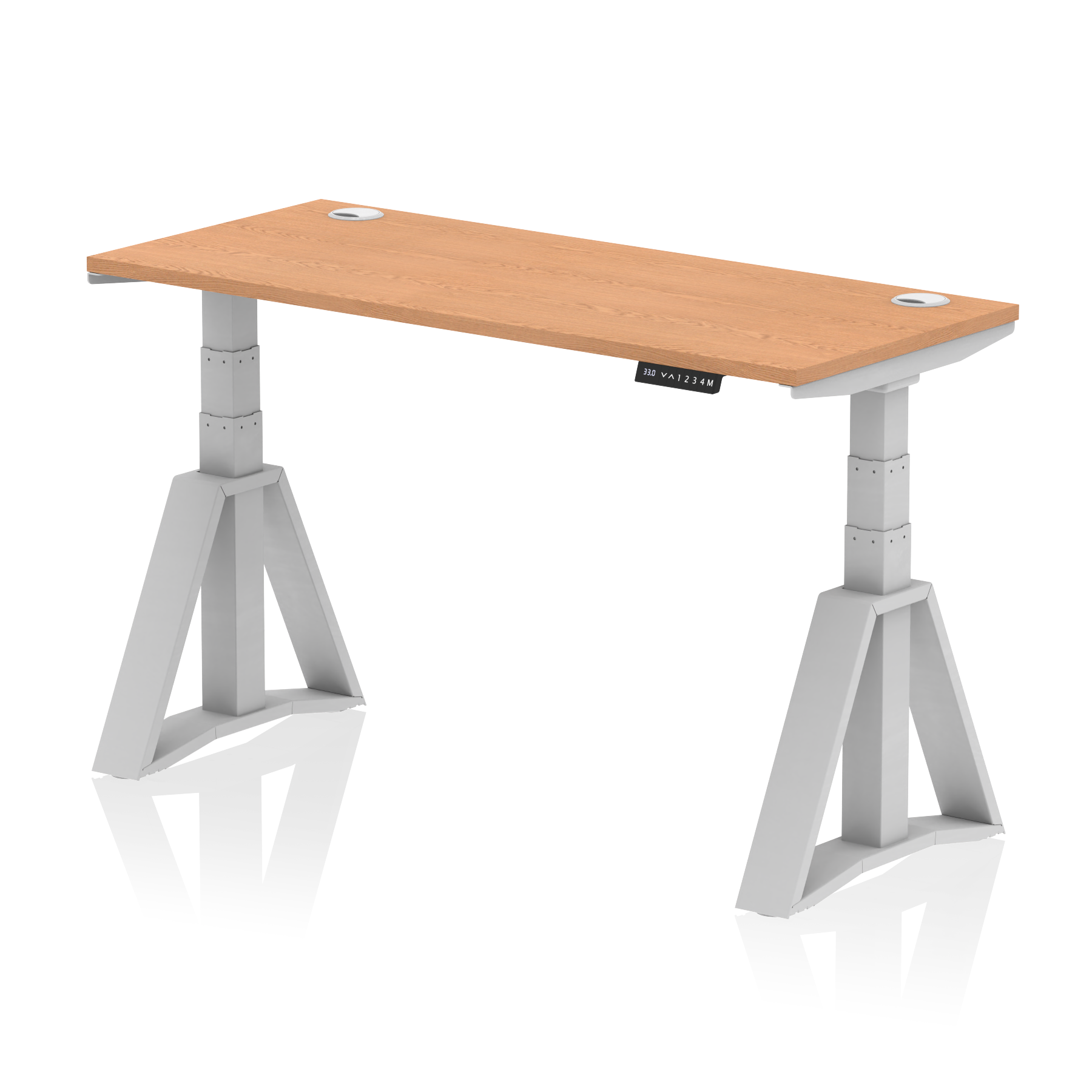 Air Height Adjustable Slimline Desk With Cable Ports With Piste Foot