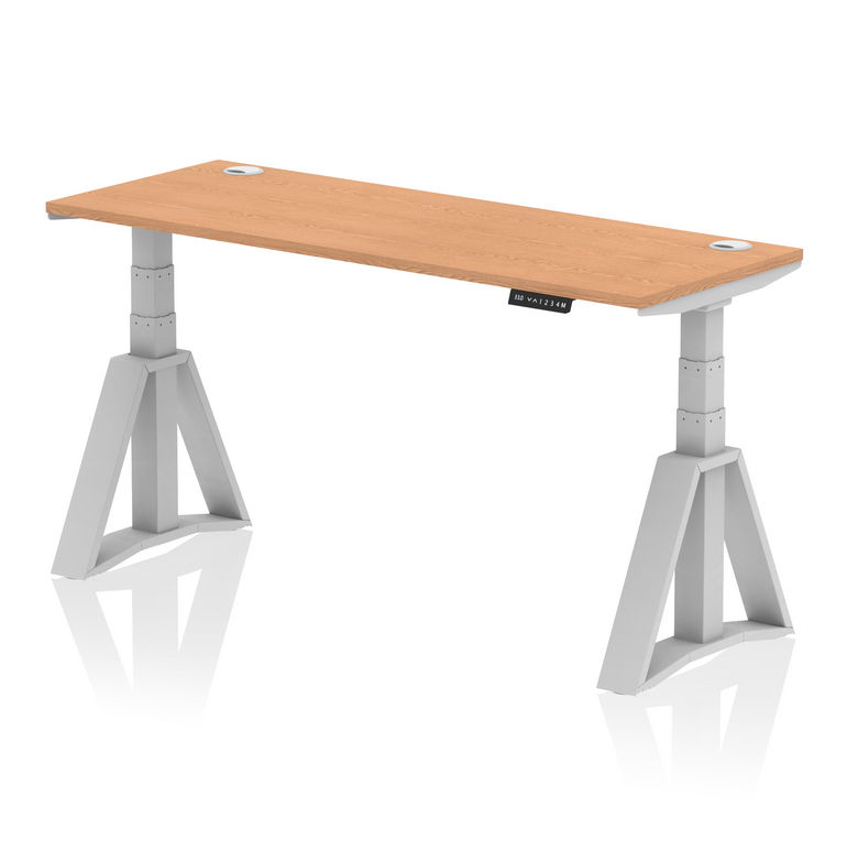 Air Height Adjustable Slimline Desk With Cable Ports With Piste Foot
