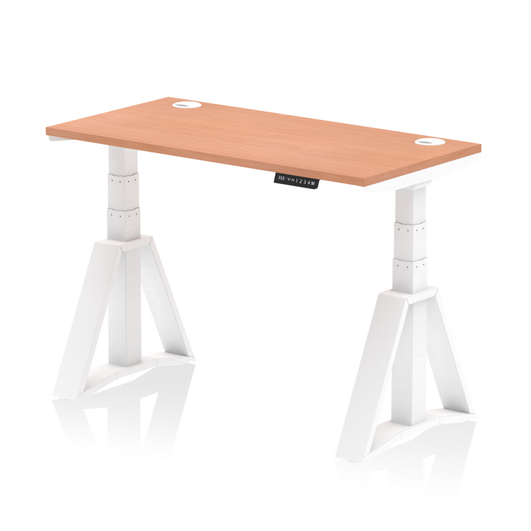 Air Height Adjustable Slimline Desk With Cable Ports With Piste Foot