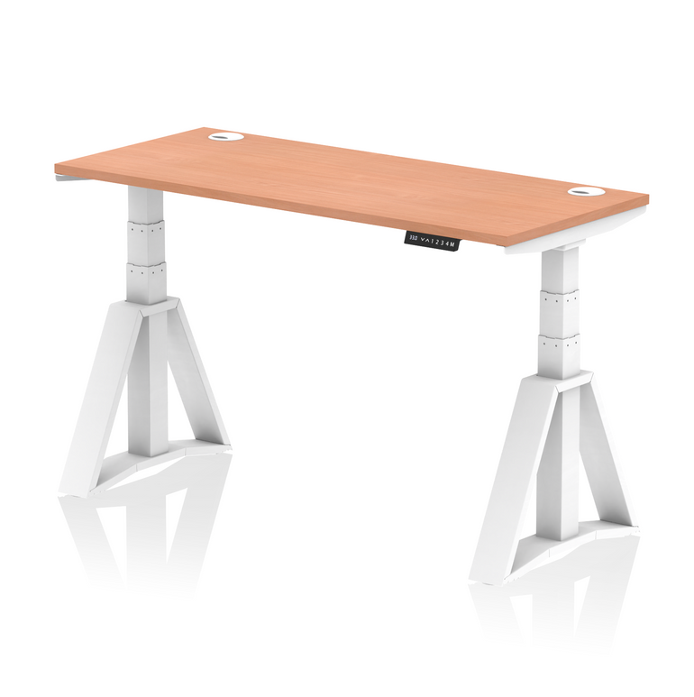 Air Height Adjustable Slimline Desk With Cable Ports With Piste Foot