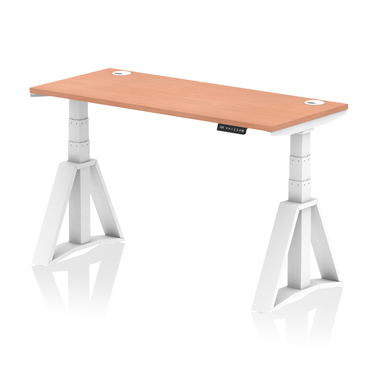 Air Height Adjustable Slimline Desk With Cable Ports With Piste Foot